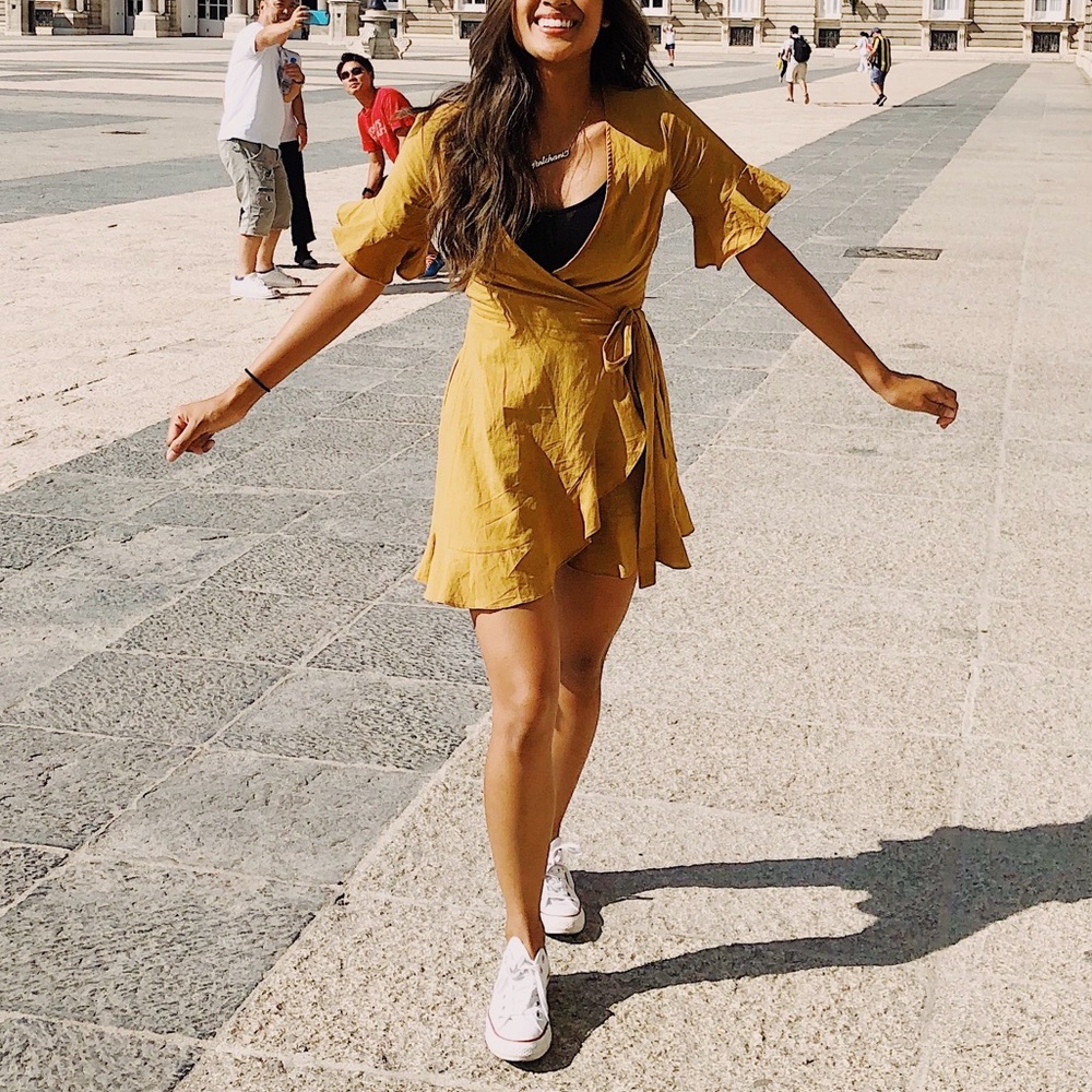 Dark Yellow Wrap Dress